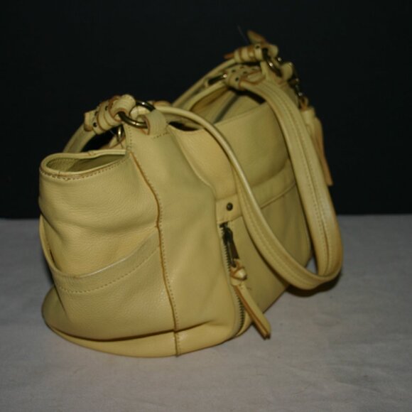 THE SAK Lemon Yellow Pebble Leather Shoulder Hobo Bag  B-122 - Picture 7 of 11